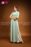  TAA0902 Áo Dài Truyền Thống Lụa Mỹ -Xanh Ngọc Tay Lửng 