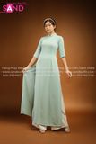  TAA0902 Áo Dài Truyền Thống Lụa Mỹ -Xanh Ngọc Tay Lửng 