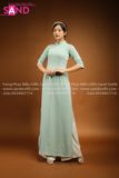  TAA0902 Áo Dài Truyền Thống Lụa Mỹ -Xanh Ngọc Tay Lửng 