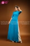  TAA0801 Áo Dài Truyền Thống Lụa Mỹ - Xanh Đoàn Tay Lửng 