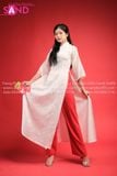  TAC0002 Áo Dài Tơ 4 Tà - Thêu Trắng 
