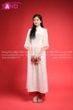  TAC0002 Áo Dài Tơ 4 Tà - Thêu Trắng 