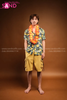  TMH0302 Trang Phục Múa Hawai Nam Xanh Vàng 