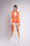  Outfit Phối Sẵn - (Quần Short Thun phối Áo Gile Cam) 