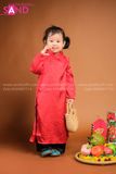  KAC0402 Áo Dài Gấm Trẻ Em Đỏ 
