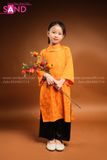  KAC0601 Áo Dài Gấm Trẻ Em Cam 