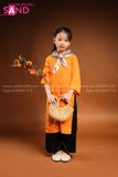  KAC0601 Áo Dài Gấm Trẻ Em Cam 