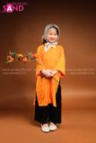  KAC0601 Áo Dài Gấm Trẻ Em Cam 