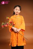  KAC0601 Áo Dài Gấm Trẻ Em Cam 