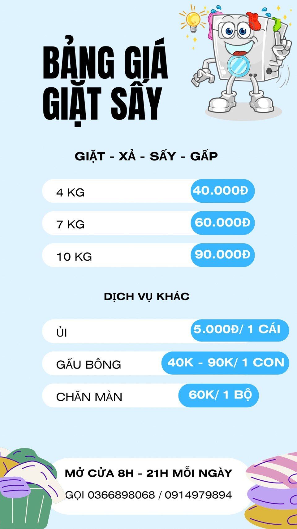  Dịch vụ Giặt Sấy 