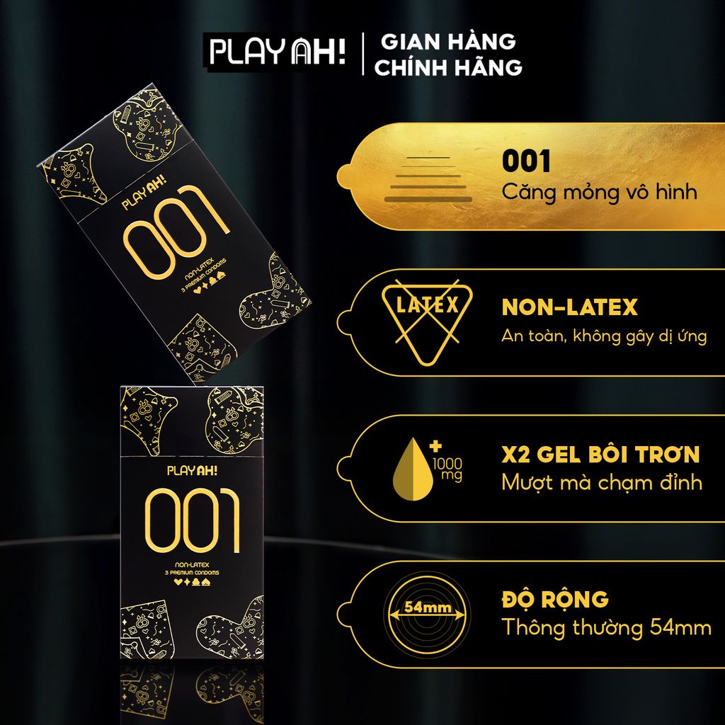 Bao Cao Su PlayAh! Non-Latex Siêu Mỏng 0.01 - Hộp 3 Cái