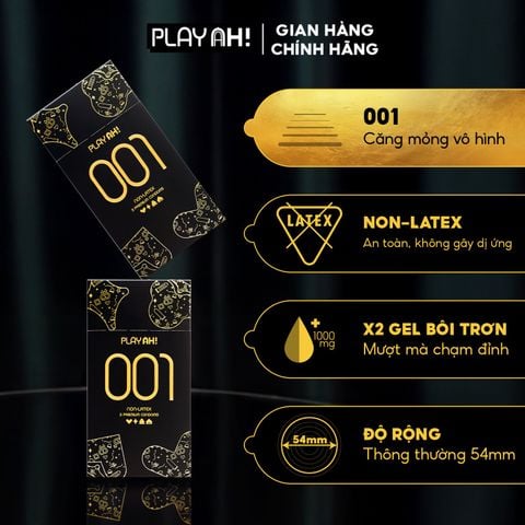 Bao Cao Su PlayAh! Non-Latex Siêu Mỏng 0.01 - Hộp 3 Cái
