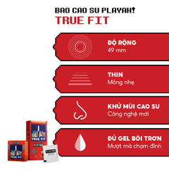 Bao Cao Su PlayAh True Fit Ôm Sát Hộp 3 size 49mm size nhỏ vừa vặn