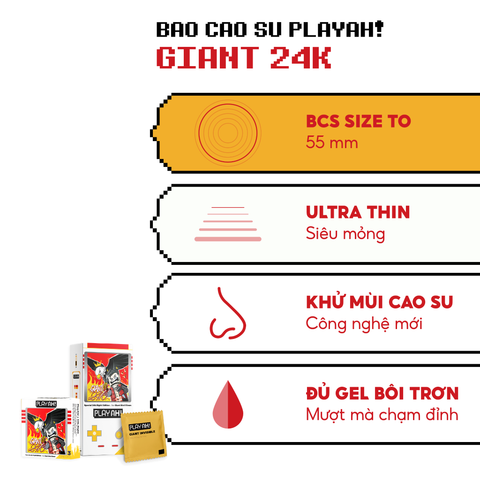 Bao cao su size to PlayAh! Siêu Mỏng 55mm Giant Invisible - Hộp 10 Cái