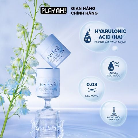 Bao cao su dưỡng ẩm Her Feel HA Hộp 3/10 Gấp đôi gel dưỡng ẩm cao cấp