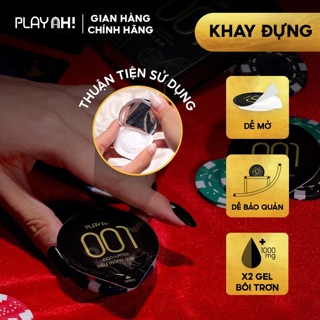 Bao Cao Su PlayAh! Non-Latex Siêu Mỏng 0.01 - Hộp 3 Cái