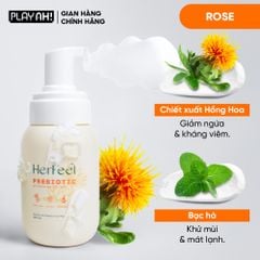 Bọt Dung Dịch Vệ Sinh Nữ PlayAh! Her Feel Prebiotic - Dòng Sensitive Dưỡng Ẩm Chuyên Sâu / Rose Sạch Thơm Toàn Diện 150ml