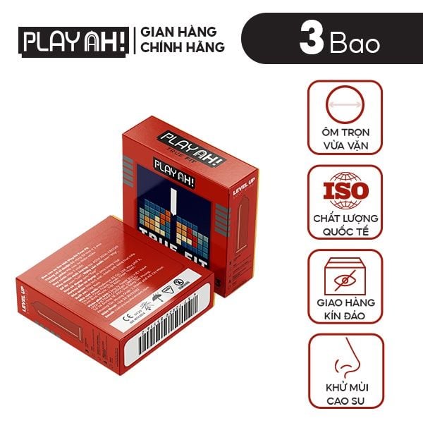 Bao Cao Su PlayAh True Fit Ôm Sát Hộp 3 size 49mm size nhỏ vừa vặn
