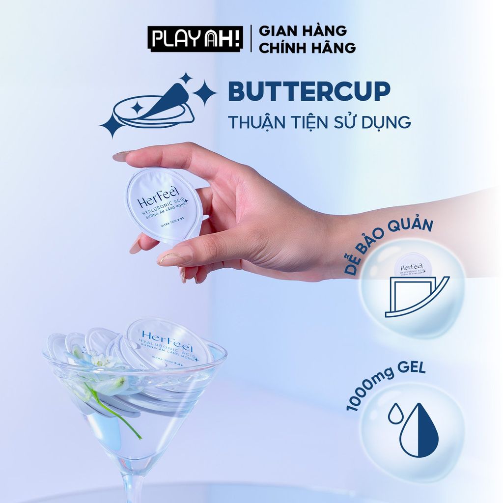Bao cao su dưỡng ẩm Her Feel HA Hộp 3/10 Gấp đôi gel dưỡng ẩm cao cấp