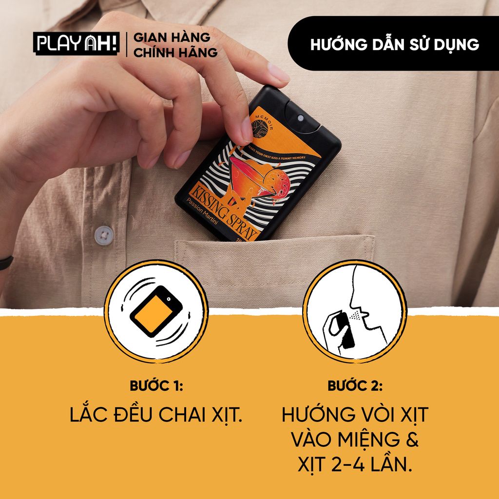 Xịt Thơm Miệng PlayAh! Kissing Spray - Hương Ectasy Mint Sảng Khoái / Passion Martini Quyến Rũ 18ml