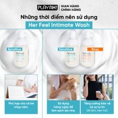 Bọt Dung Dịch Vệ Sinh Nữ PlayAh! Her Feel Prebiotic - Dòng Sensitive Dưỡng Ẩm Chuyên Sâu / Rose Sạch Thơm Toàn Diện 150ml