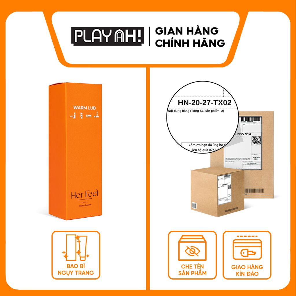 Gel Bôi Trơn Gốc Nước PlayAh! Her Feel Warm Lub Dạng Ấm Nóng 100ml
