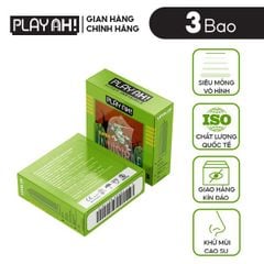 Bao cao su PlayAh Siêu Mỏng Super Invisible - Hộp 3 Cái