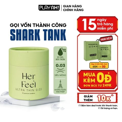 Bao cao su PlayAh Her Feel Ultra Thin 0.03 Hộp 10 Size 52mm Siêu Mỏng Nhiều Gel Cao Cấp