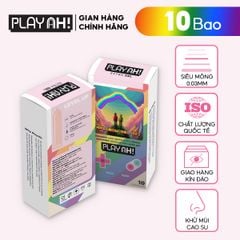 Bao Cao Su PlayAh Rainbow Gel 003 Hộp 10 size 52mm siêu mỏng, nhiều gel