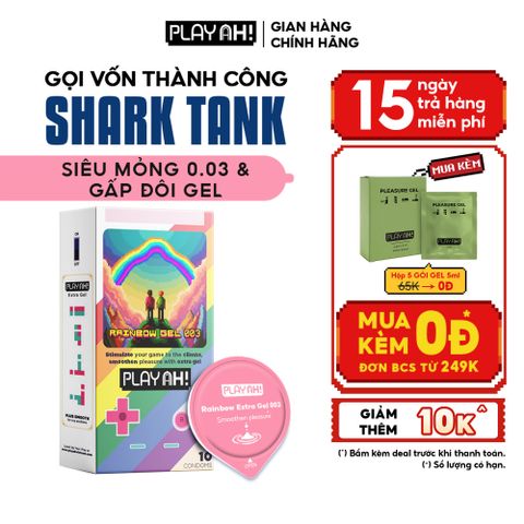 Bao Cao Su PlayAh Rainbow Gel 003 Hộp 10 size 52mm siêu mỏng, nhiều gel
