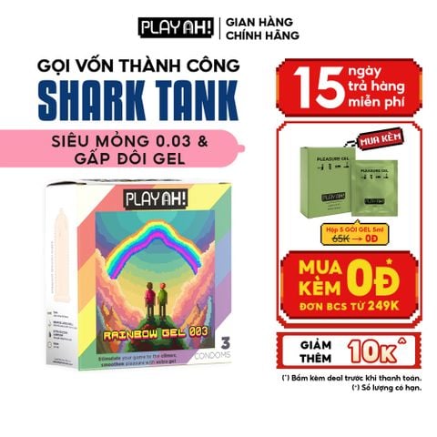 Bao Cao Su PlayAh Rainbow Gel 003 Hộp 3 Size 52mm siêu mỏng, nhiều gel