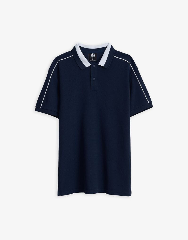  Áo thun Polo CVC cổ bo sọc form Slimfit 14ATP091 