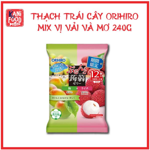 THẠCH TRÁI CÂY ORIHIRO MIX VỊ VẢI VÀ MƠ 240G (20G X 12CÁI)