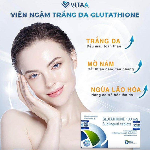 Viên Ngậm Trắng Da Glutathione 100mg Nhập Khẩu Từ Italy