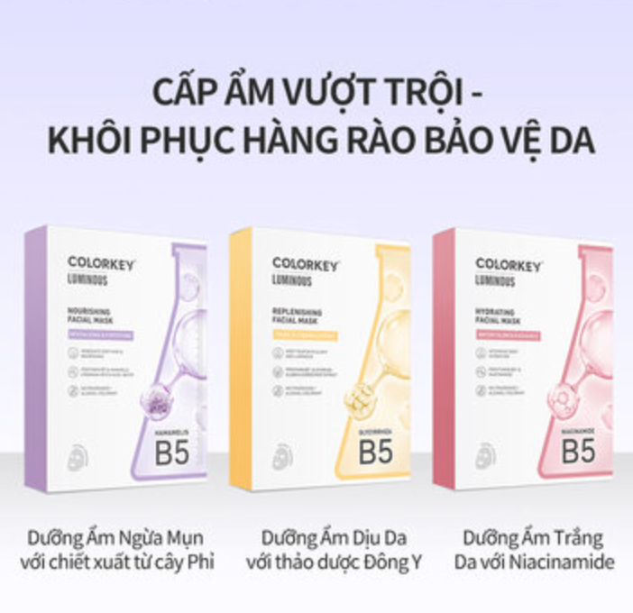 Colorkey R321 Mặt nạ dưỡng da Colorkey Luminous B5 Facial Mask hộp 10 miếng – hyphat.vn