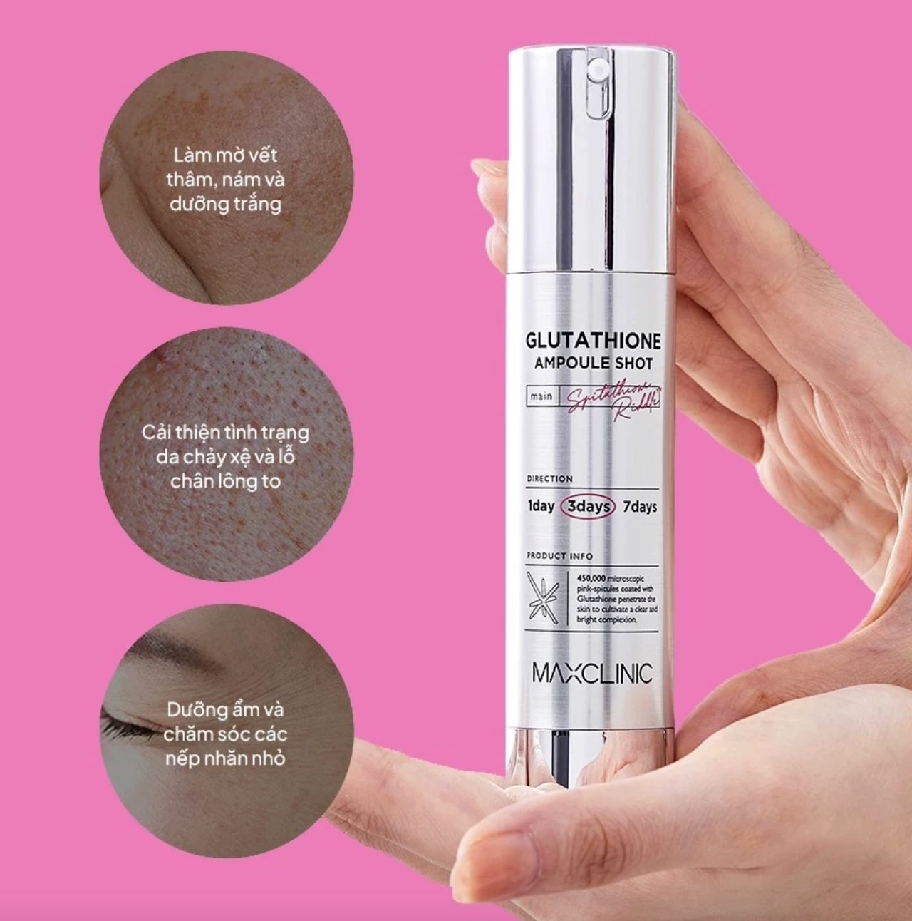 maxclinic glutathione ampoule shot 50ml Tinh Chất Vi Kim Maxclinic Dưỡng Trắng Cải Thiện Nếp Nhăn Glutathione  Ampoule Shot 50ml
