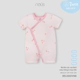  NOUS - Bộ Liền Cộc Vạt Lệch Màu Hồng In Hoạ Tiết 