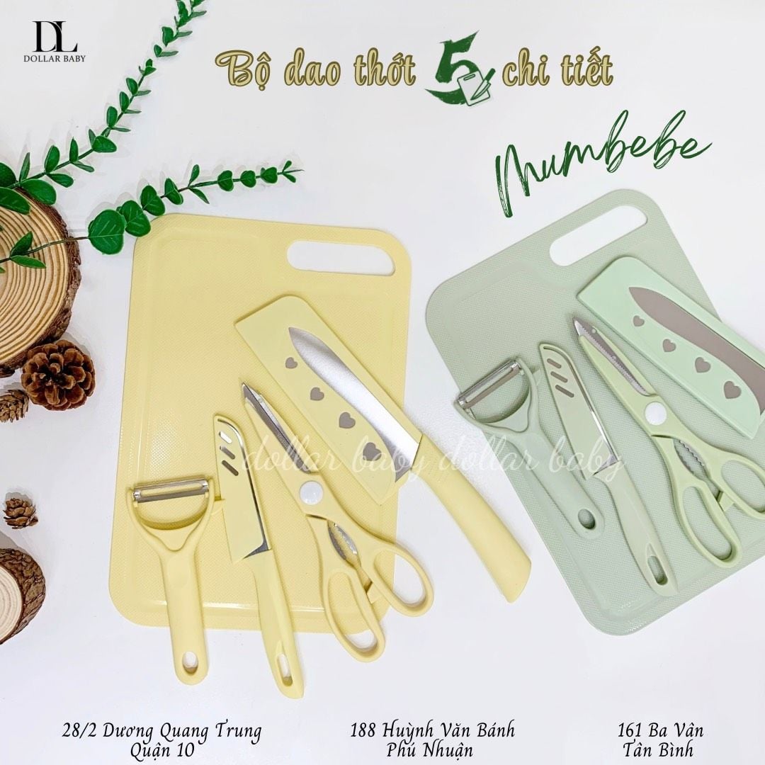  Bộ Dao Thớt Mumbebe ( 5 Chi Tiết ) 