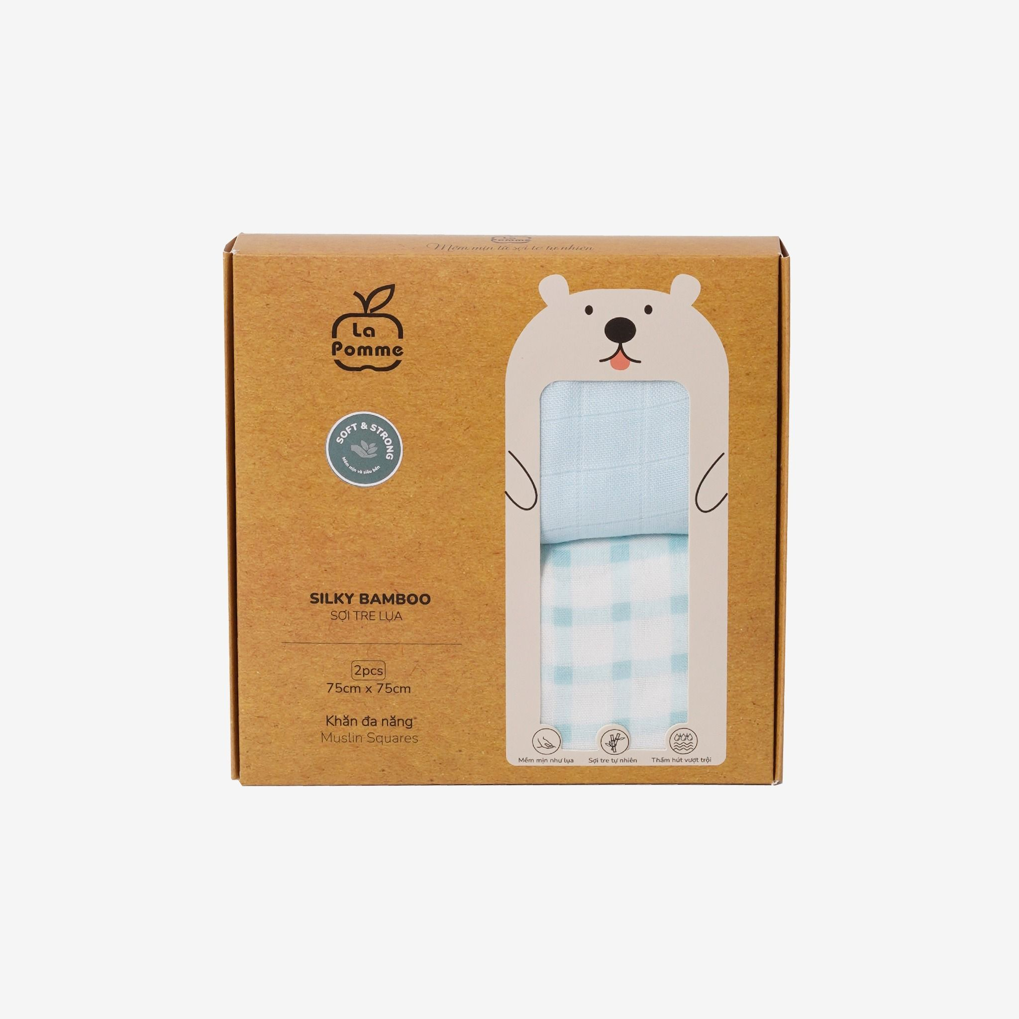 LA POMME - Set 2 Khăn Đa Năng Sợi Tre Lụa Phối Màu ( 75 x 75 ) 