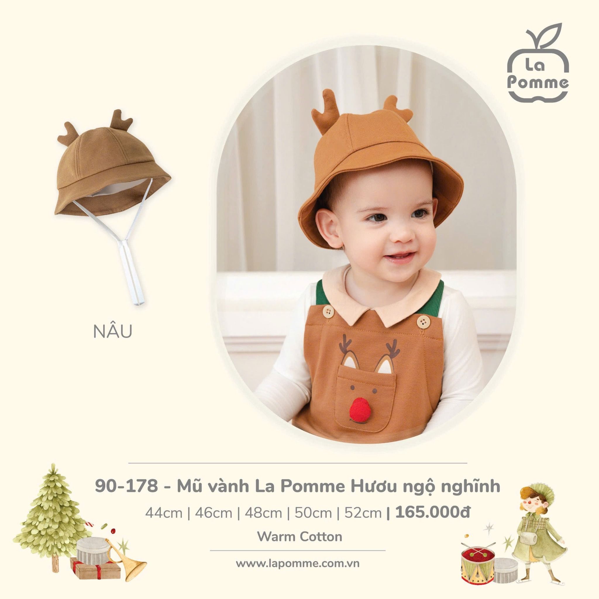  Joyful Festival - Mũ Vành La Pomme Hươu Ngộ Nghĩnh - Nâu 