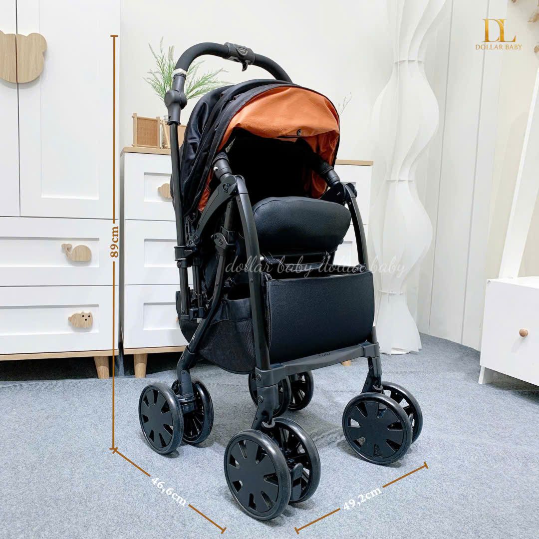  Xe đẩy Combi CrossGo 4 bánh quay tự động Đen Cam 