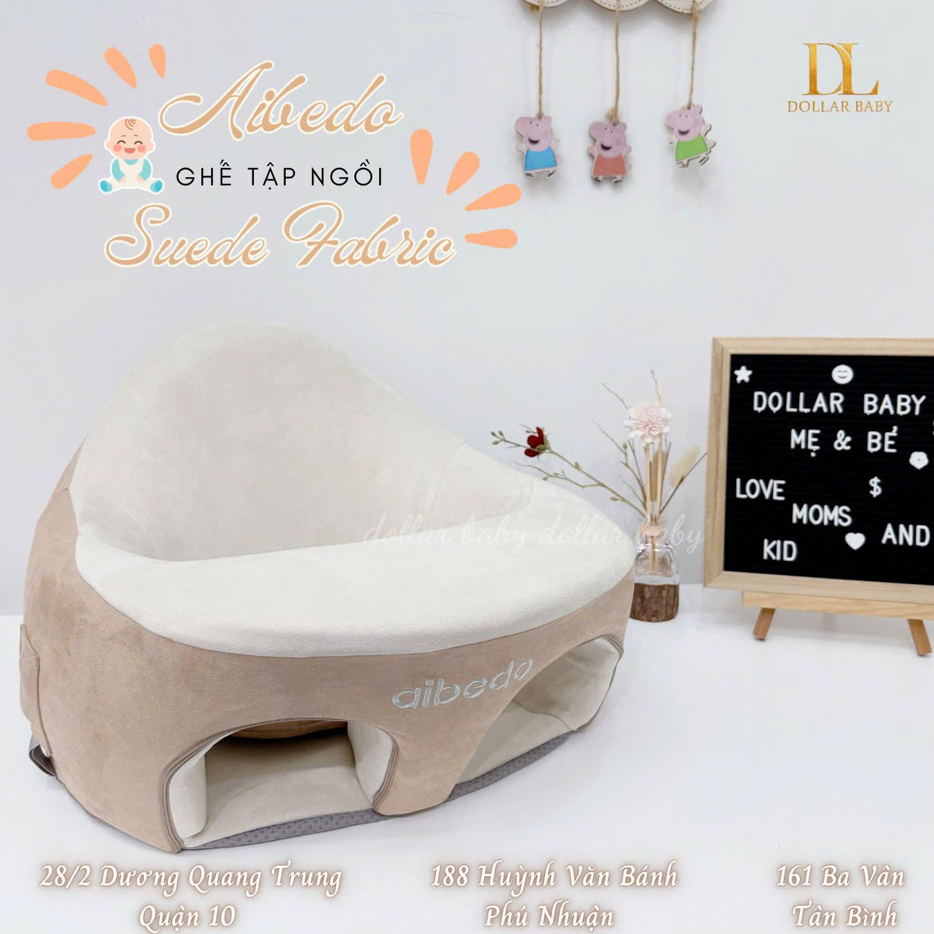  Ghế Tập Ngồi Cho Bé Aibedo Suede Fabric (3-24 tháng) 