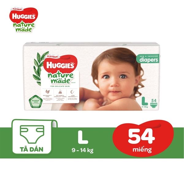  Bỉm dán Huggies Platinum Nature Made - L54 (9-14kg) 