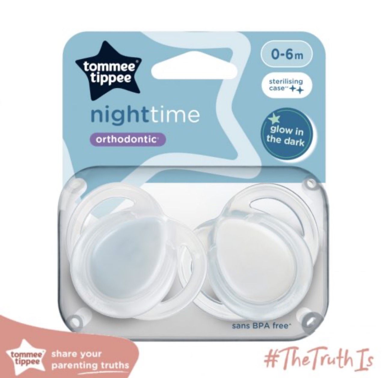 Ty Ngậm Dạ Quang Tommee Tippee Night Time ( 0-6m ) 