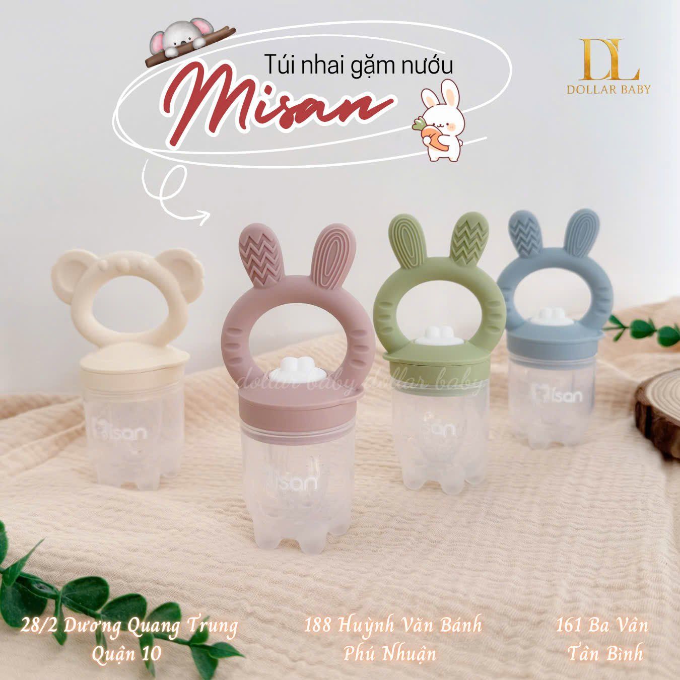  MISAN - Túi Nhai Ăn Dặm Kèm ( 3 Núm Nhai ) 