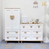  Bộ Tủ Gỗ Trắng Gấu Nâu / Vân  Gỗ  - Tay Cầm Hình Thú 