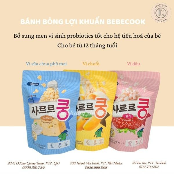  Bánh Bỏng Bổ Sung Lợi Khuẩn BeBecook - 12M / 23Gram 