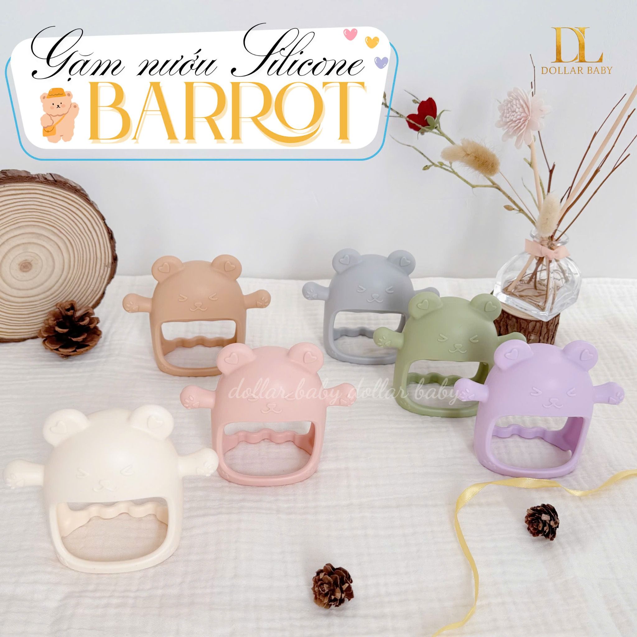  Gặm Nướu Gấu Thỏ Silicon - BARROT ( Kèm Hộp ) 