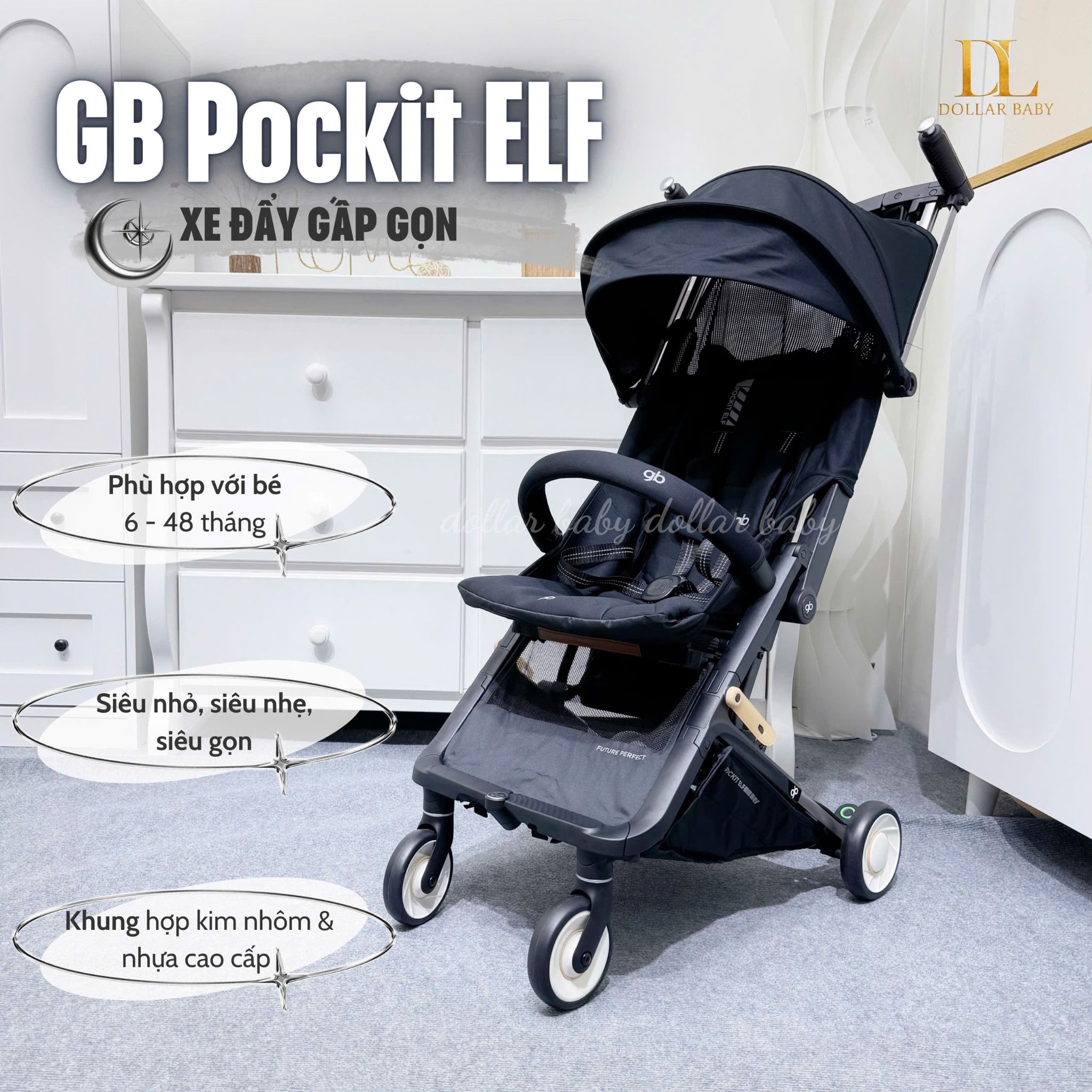  Xe đẩy gấp gọn GB Pockit ELF 