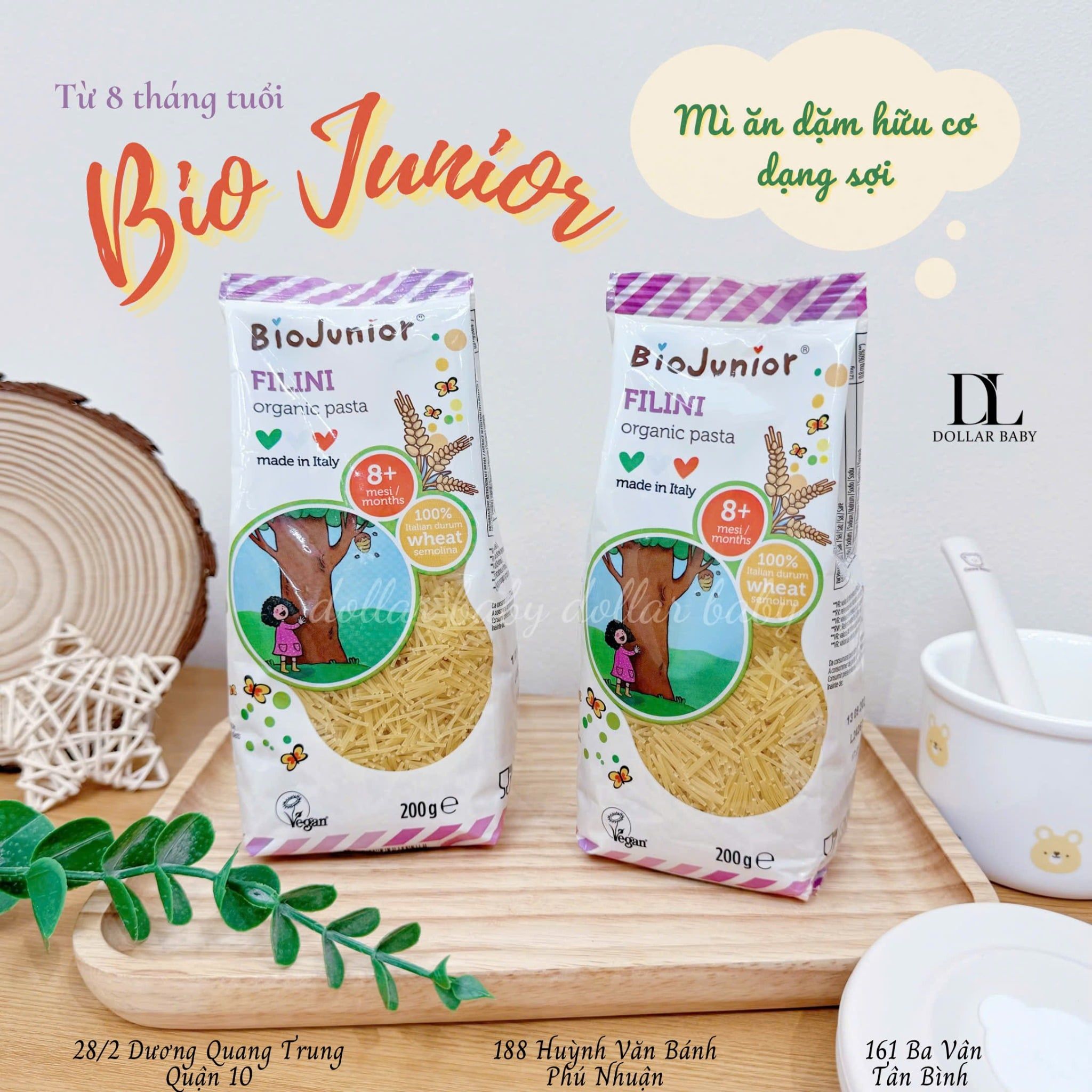  Mì Ăn Dặm Hữu Cơ Cho Bé Dạng Sợi Bio Junior 200g (Từ 8 tháng tuổi) 